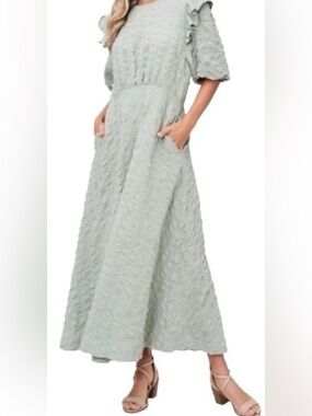 En Saison Ruffled Puff Sleeve Dress